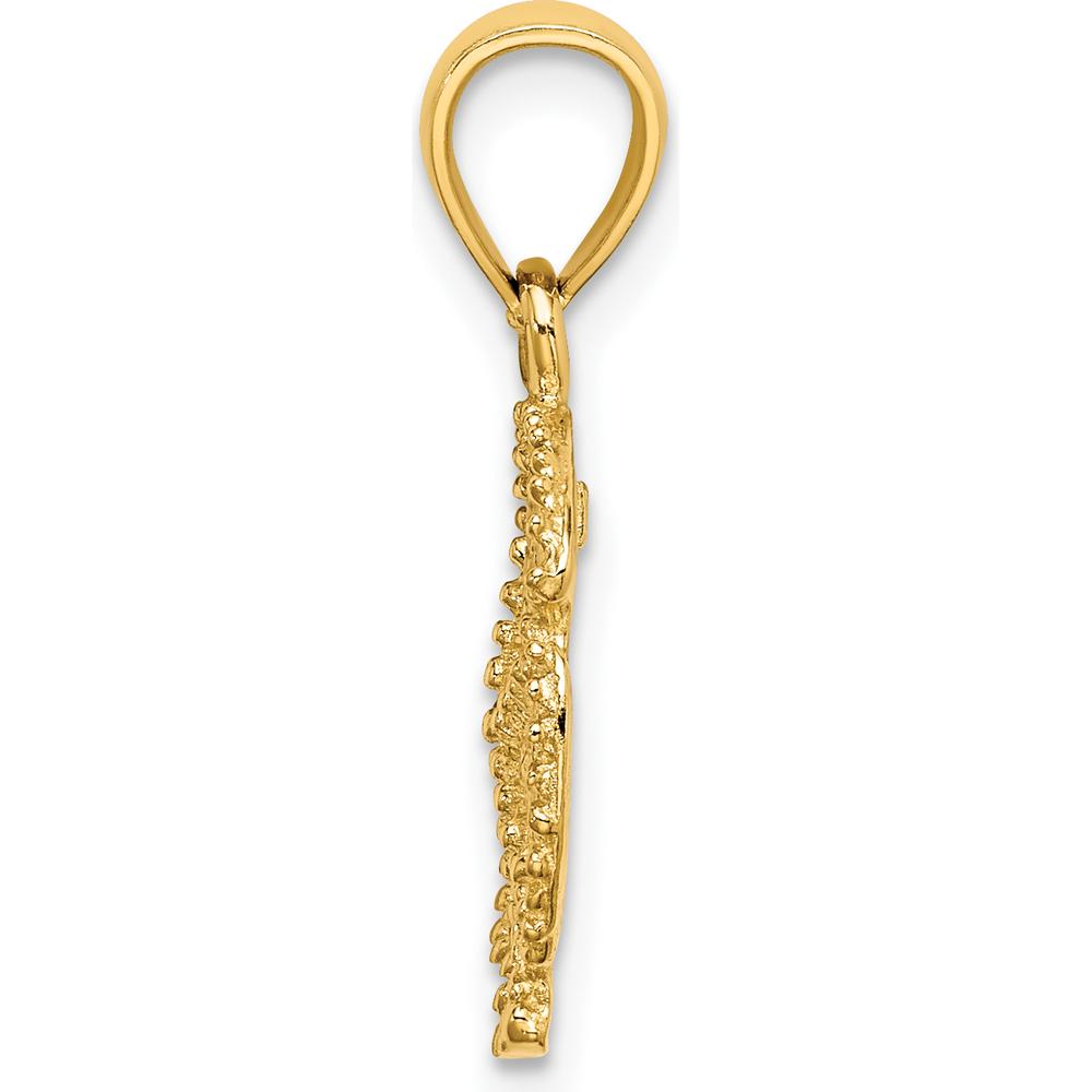 14K Yellow Gold Starfish on Sand Dollar Charm - Ocean-Inspired Beach Jewelry by Oro Pregiato