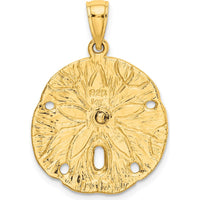 14K Yellow Gold Starfish on Sand Dollar Pendant - Textured Beach Charm by Oro Pregiato