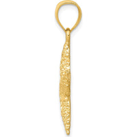 14K Yellow Gold Starfish Pendant - Ocean-Inspired Textured Charm with Polished Finish by Oro Pregiato