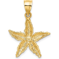 14K Yellow Gold Starfish Pendant - Ocean-Inspired Textured Charm with Polished Finish by Oro Pregiato