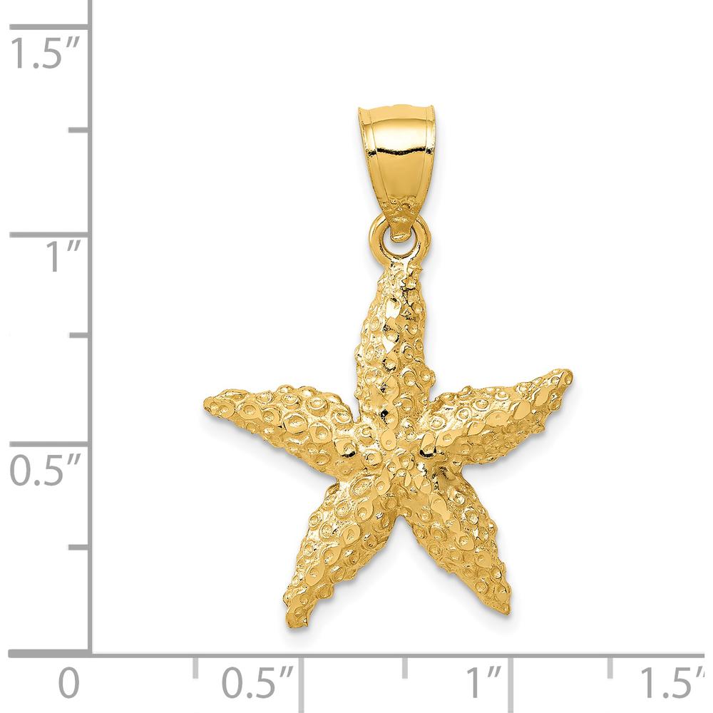 14K Yellow Gold Starfish Pendant - Ocean-Inspired Textured Charm with Polished Finish by Oro Pregiato