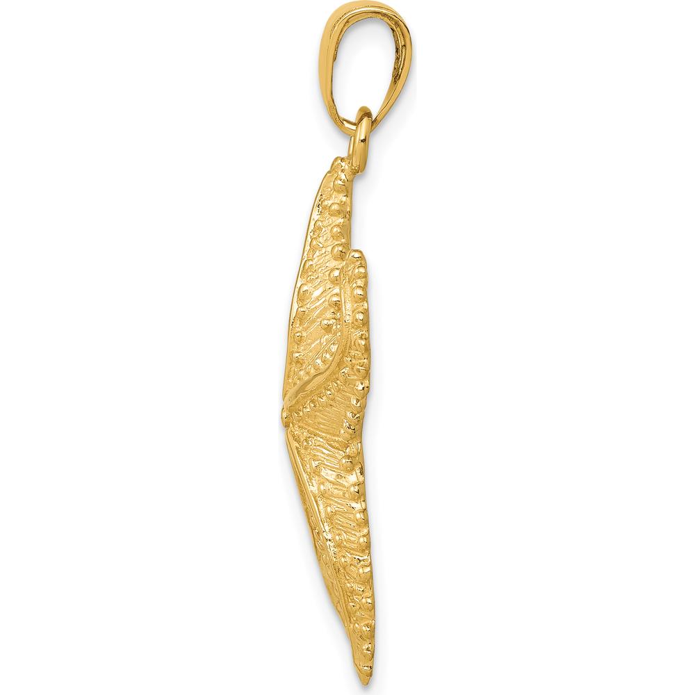 14K Yellow Gold Starfish Pendant - Solid Textured Gold Charm with Polished Finish by Oro Pregiato