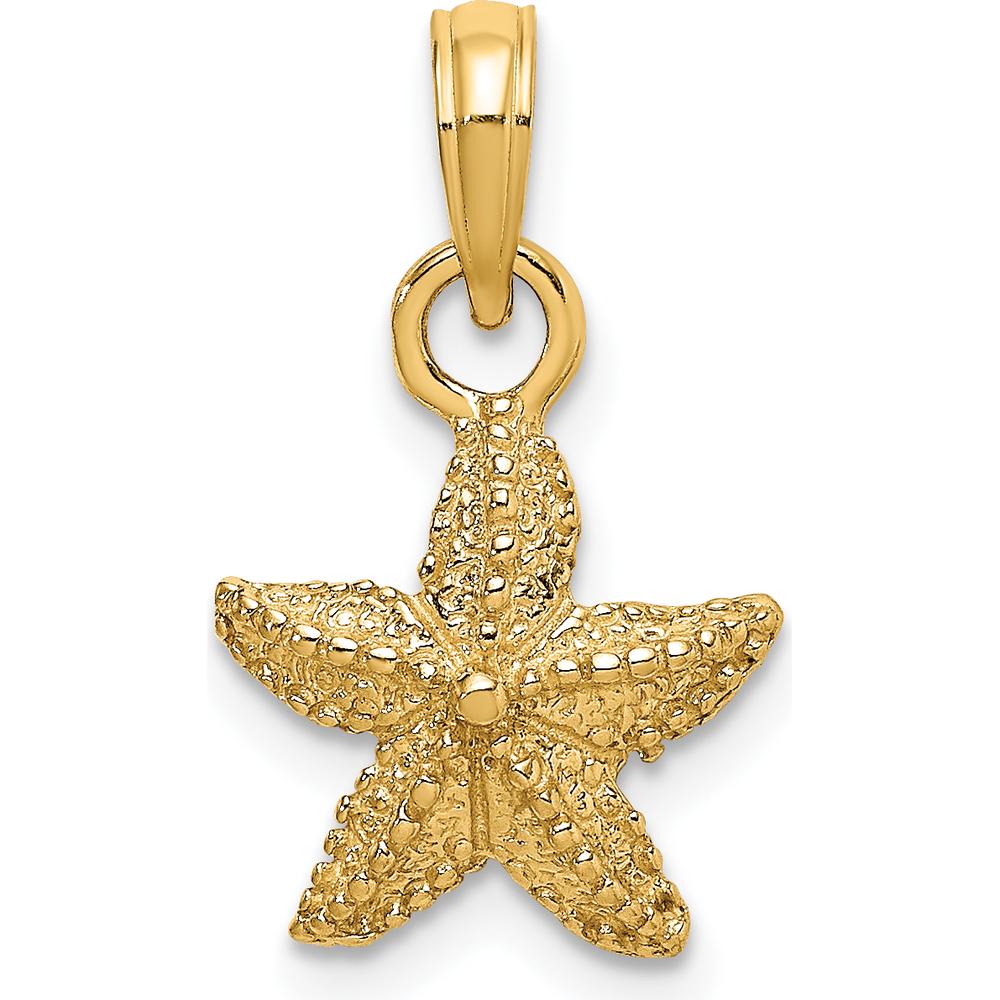14K Yellow Gold Starfish Pendant with Textured Finish - 18mm by Oro Pregiato