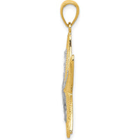 14K Yellow Gold Starfish Pendant with White Rhodium Accents - Polished Finish by Oro Pregiato