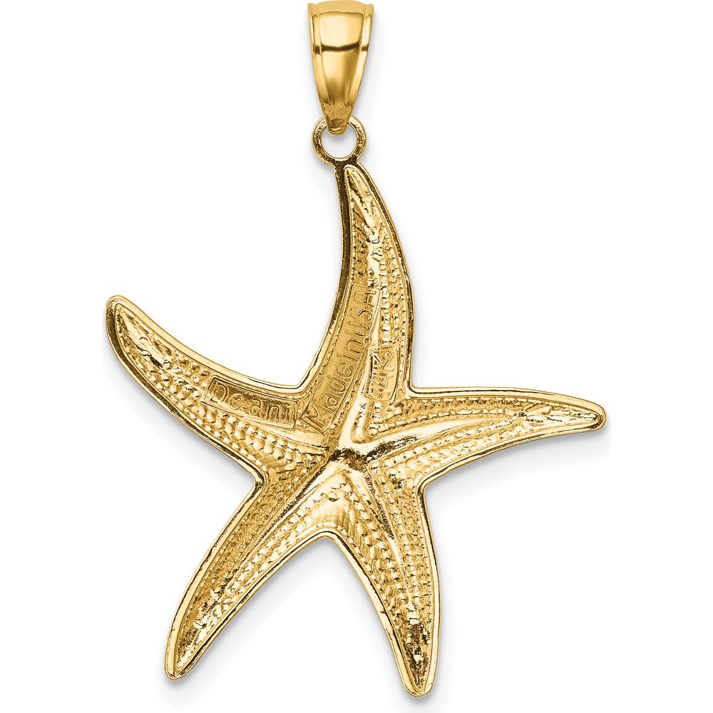 14K Yellow Gold Starfish Pendant with White Rhodium Accents - Polished Finish by Oro Pregiato