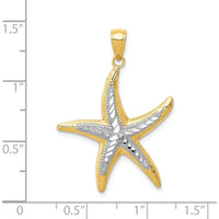 14K Yellow Gold Starfish Pendant with White Rhodium Accents - Polished Finish by Oro Pregiato