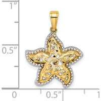 14K Yellow Gold Starfish Pendant with White Rhodium Accents - Polished Finish by Oro Pregiato