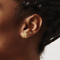 14K Yellow Gold Starfish Post Earrings with White Gemstones - 1.0 Carat Total Gem Weight by Oro Pregiato