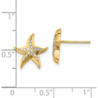 14K Yellow Gold Starfish Post Earrings with White Gemstones - 1.0 Carat Total Gem Weight by Oro Pregiato