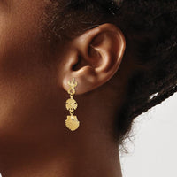 14K Yellow Gold Starfish, Sand Dollar, and Scallop Shell Dangle Earrings - Coastal Jewelry Inspiration by 0