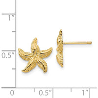 14K Yellow Gold Starfish Stud Earrings - Textured Design, 13mm x 12mm by Oro Pregiato
