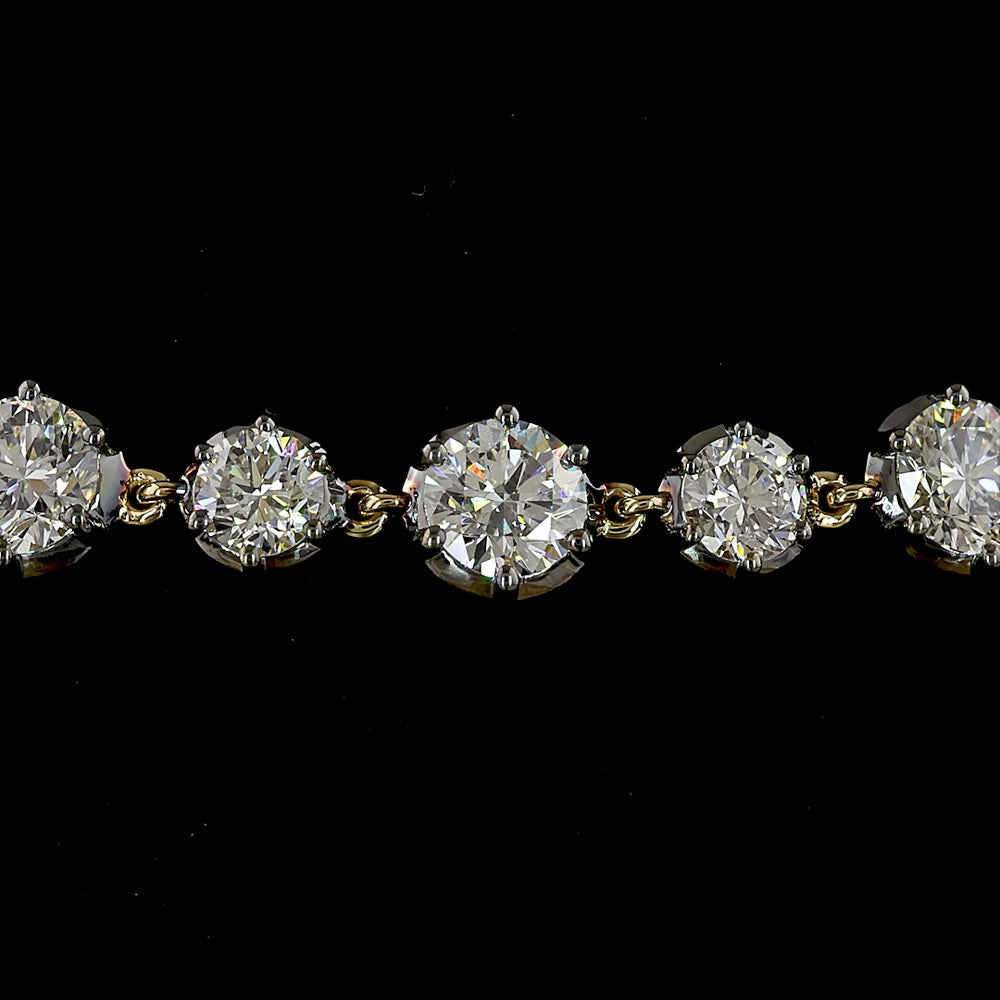 14K Yellow Gold Station Bracelet with 30 Brilliant Round Lab Diamonds - 5.25 Carats Total Carat Weight - Covaloro Fine Jewelry