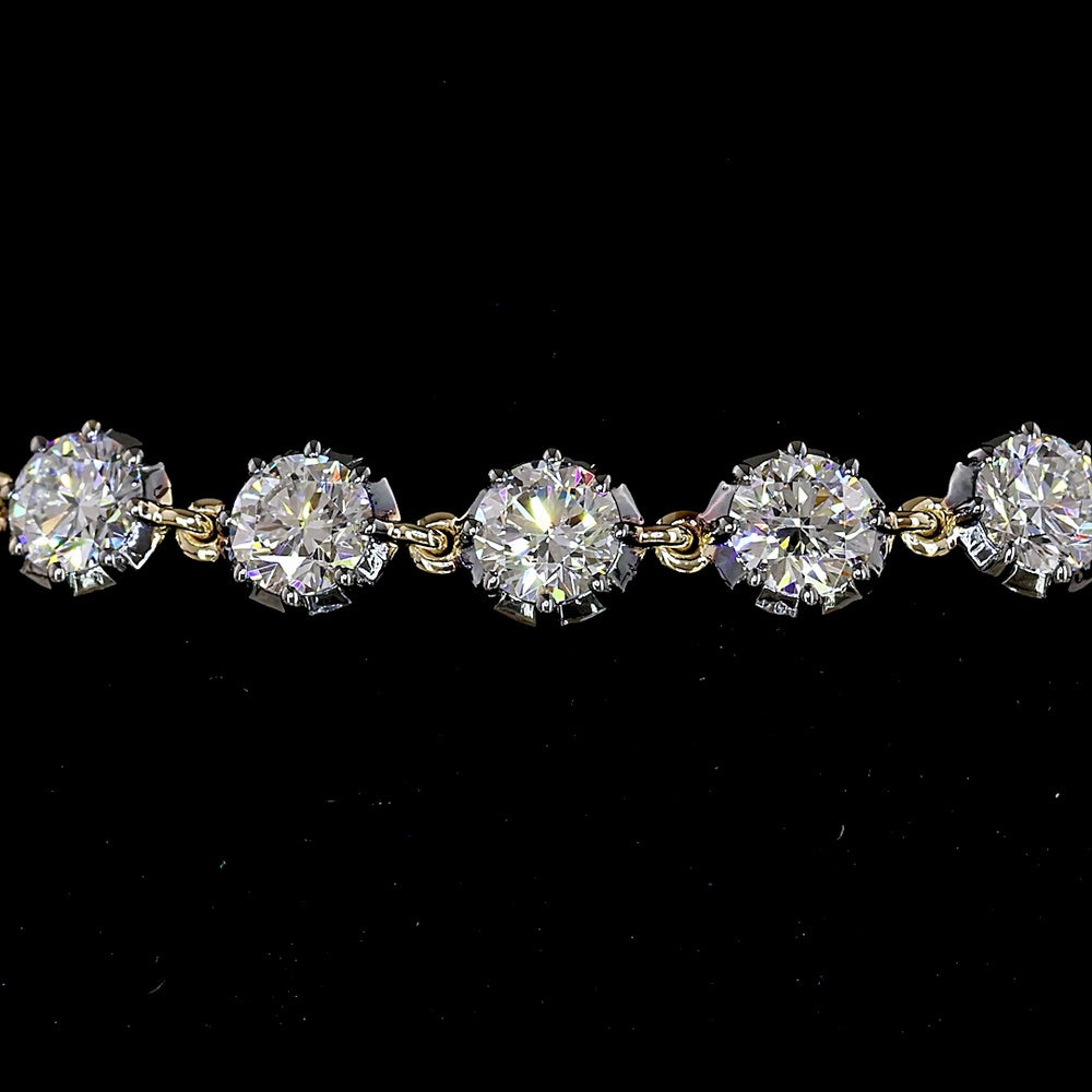 14K Yellow Gold Station Bracelet with 30 Round Brilliant Cut Lab Diamonds - 4.46 Carats Total Diamond Weight - Covaloro Fine Jewelry