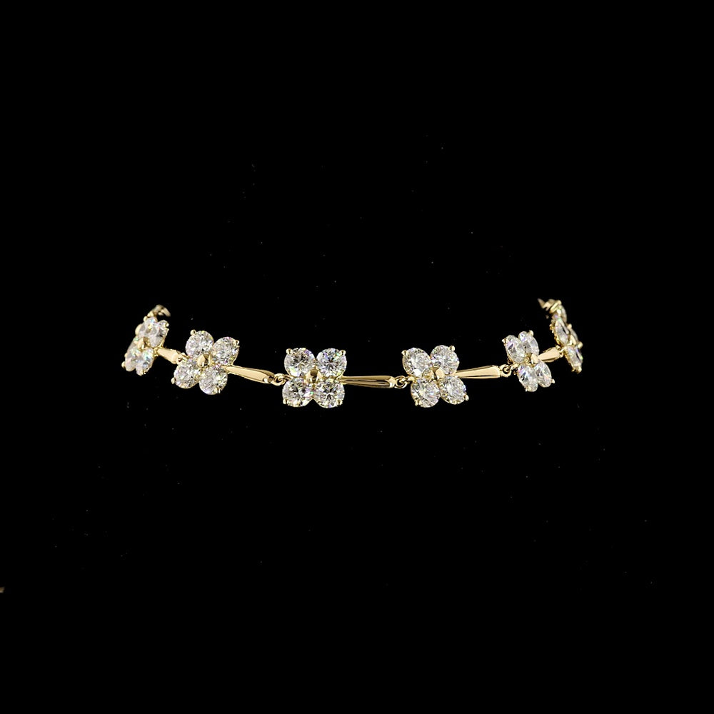 14K Yellow Gold Station Bracelet with 44 Round Brilliant Cut Lab Diamonds - 10.47 Carat Total Weight, E-F Color VS1 Clarity - Covaloro Fine Jewelry