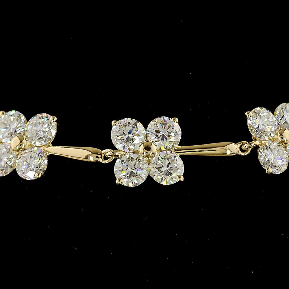 14K Yellow Gold Station Bracelet with 44 Round Brilliant Cut Lab Diamonds - 10.47 Carat Total Weight, E-F Color VS1 Clarity - Covaloro Fine Jewelry