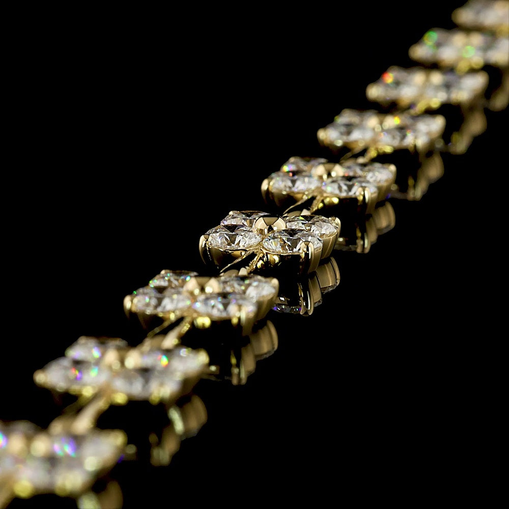 14K Yellow Gold Station Bracelet with 44 Round Brilliant Cut Lab Diamonds - 10.47 Carat Total Weight, E-F Color VS1 Clarity - Covaloro Fine Jewelry