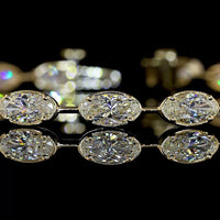 14K Yellow Gold Station Bracelet with 5.18 Carats East-West Moval Cut Lab Diamonds in Bezel-Prong Setting - Covaloro Fine Jewelry