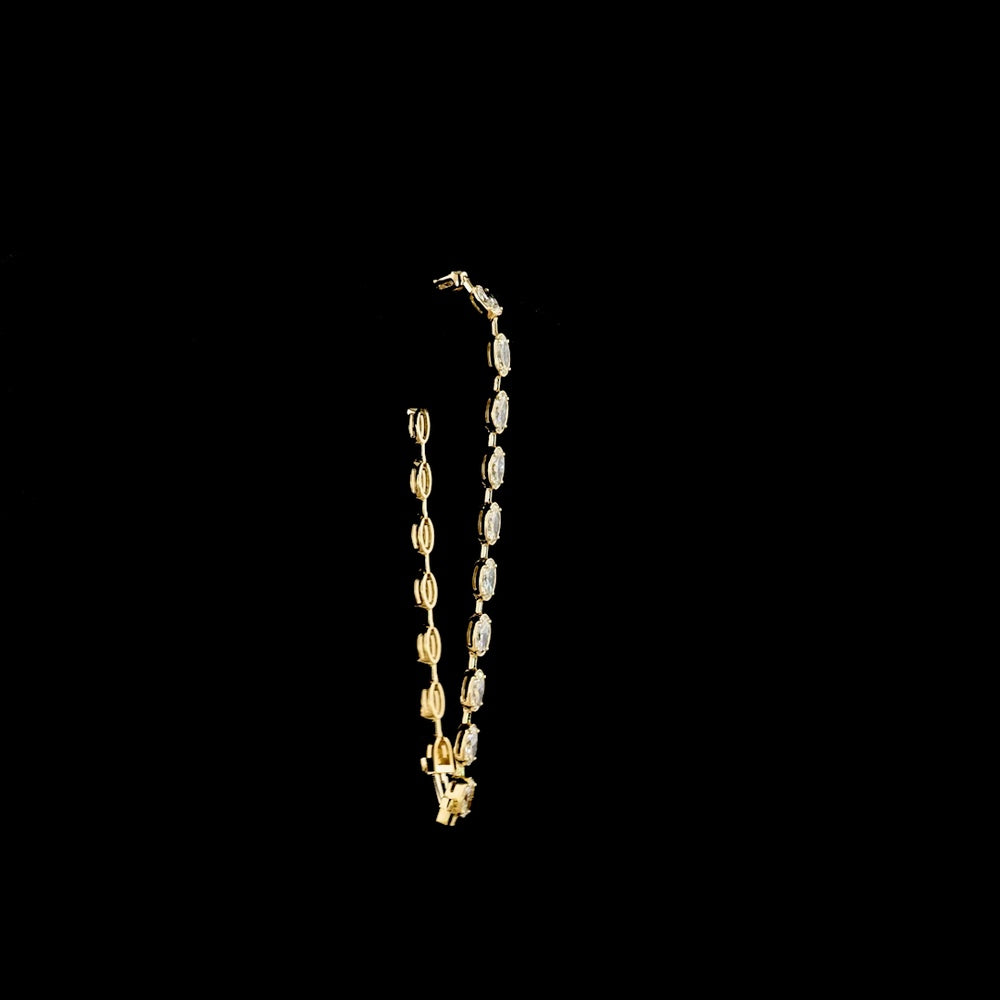 14K Yellow Gold Station Bracelet with 5.18 Carats East-West Moval Cut Lab Diamonds in Bezel-Prong Setting - Covaloro Fine Jewelry