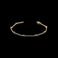 14K Yellow Gold Station Bracelet with 7 Round Lab Grown Diamonds - 0.65 Carat Total Weight with Black Rhodium Accents - Covaloro Fine Jewelry
