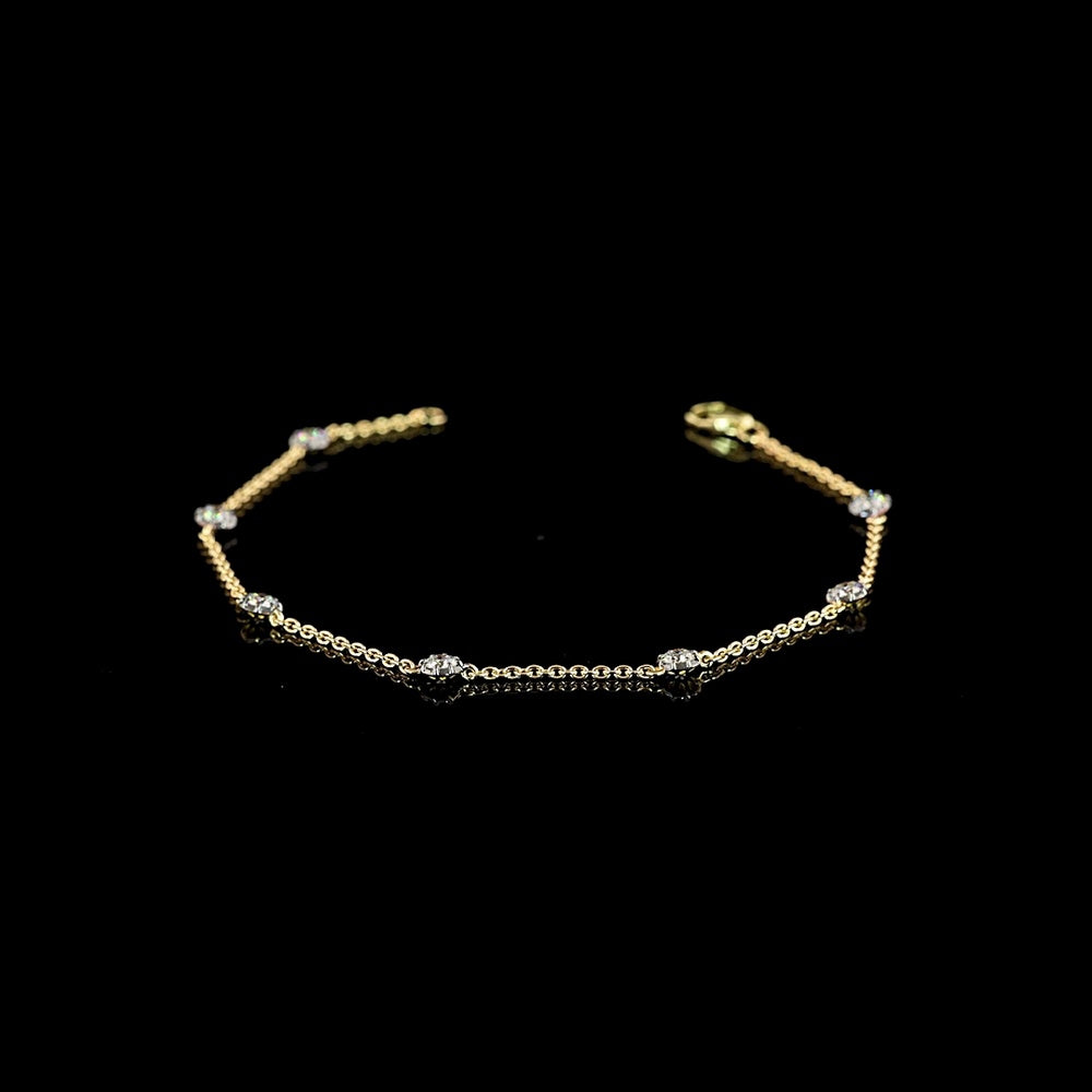 14K Yellow Gold Station Bracelet with 7 Round Lab Grown Diamonds - 0.65 Carat Total Weight with Black Rhodium Accents - Covaloro Fine Jewelry