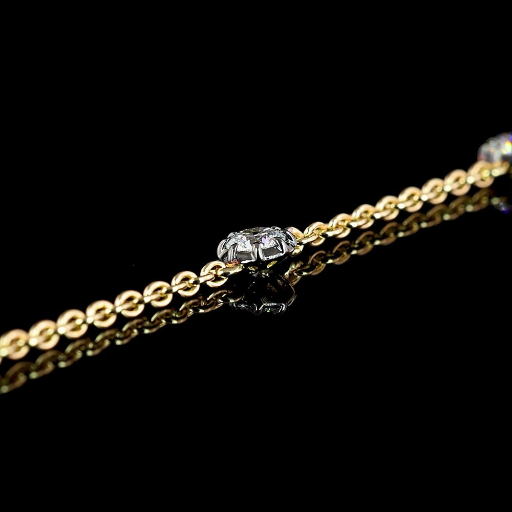 14K Yellow Gold Station Bracelet with 7 Round Lab Grown Diamonds - 0.65 Carat Total Weight with Black Rhodium Accents - Covaloro Fine Jewelry