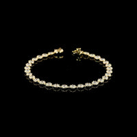 14K Yellow Gold Station Bracelet with Bezel and Prong Set Round Lab Diamonds - 4.51 Carat Total Weight - Covaloro Fine Jewelry
