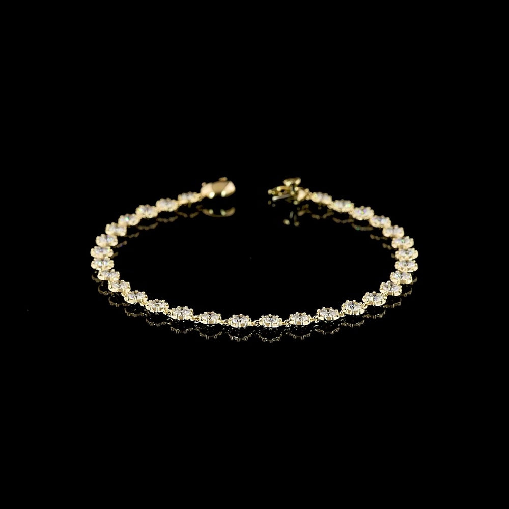14K Yellow Gold Station Bracelet with Bezel and Prong Set Round Lab Diamonds - 4.51 Carat Total Weight - Covaloro Fine Jewelry