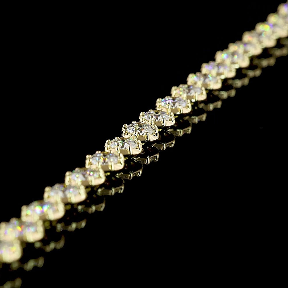 14K Yellow Gold Station Bracelet with Bezel and Prong Set Round Lab Diamonds - 4.51 Carat Total Weight - Covaloro Fine Jewelry