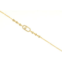 14K Yellow Gold Station Bracelet with Bezel-Set and Pavé Oval Diamond Links - 0.14 Carat Total Diamond Weight - Royal Jewelry