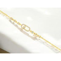 14K Yellow Gold Station Bracelet with Bezel-Set and Pavé Oval Diamond Links - 0.14 Carat Total Diamond Weight - Royal Jewelry