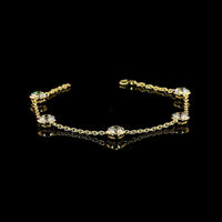 14K Yellow Gold Station Bracelet with Bezel Set Old European Cut Lab Diamonds - 5.21 Carat Total Diamond Weight - Covaloro Fine Jewelry