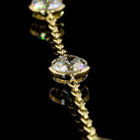 14K Yellow Gold Station Bracelet with Bezel Set Old European Cut Lab Diamonds - 5.21 Carat Total Diamond Weight - Covaloro Fine Jewelry