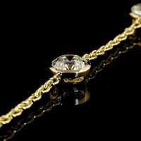 14K Yellow Gold Station Bracelet with Bezel Set Old European Cut Lab Diamonds - 5.21 Carat Total Diamond Weight - Covaloro Fine Jewelry