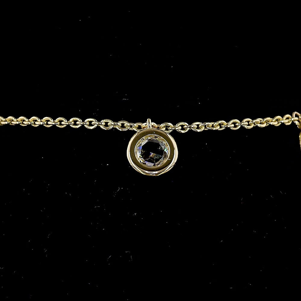 14K Yellow Gold Station Bracelet with Bezel Set Rose Cut Oval and Round Lab Diamonds - 3.31 Carat Total Diamond Weight - Covaloro Fine Jewelry