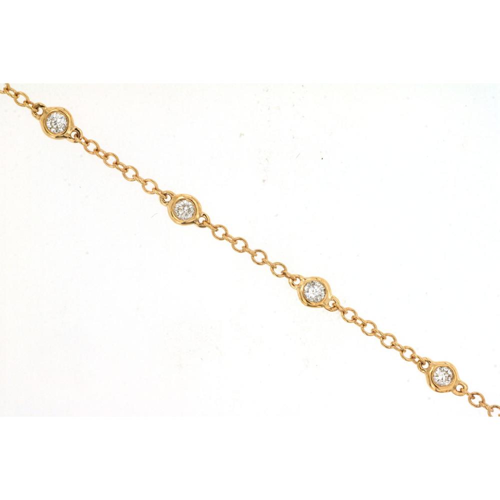 14K Yellow Gold Station Bracelet with Bezel-Set Round Diamonds - 0.25 Carat Total Diamond Weight - Royal Jewelry