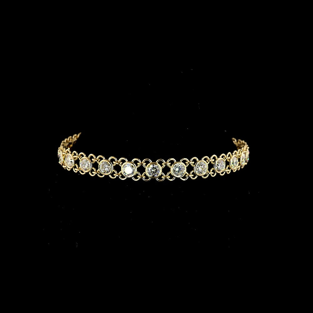 14K Yellow Gold Station Bracelet with Bezel Set Round Lab Diamonds - 5.74 Carats Total Diamond Weight - Covaloro Fine Jewelry