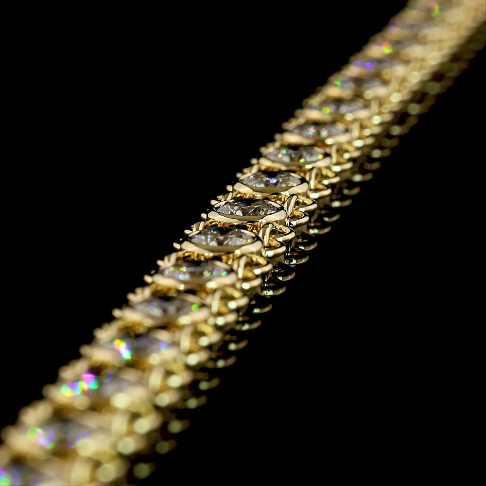 14K Yellow Gold Station Bracelet with Bezel Set Round Lab Diamonds - 5.74 Carats Total Diamond Weight - Covaloro Fine Jewelry