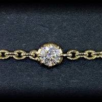 14K Yellow Gold Station Bracelet with Black Leather Cuff and 0.66 Carats Lab Grown Round Brilliant Diamonds (E-F VS1) - Covaloro Fine Jewelry