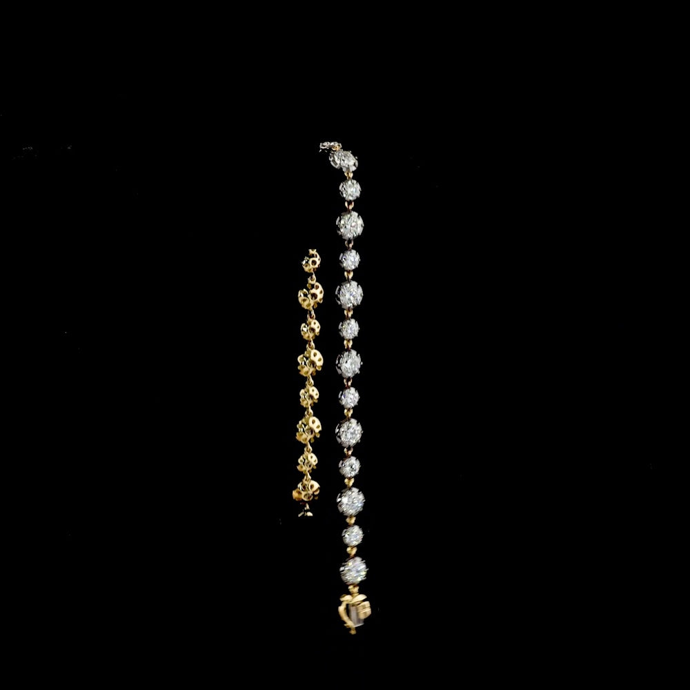 14K Yellow Gold Station Bracelet with Prong and Bezel Set Round Lab Diamonds - 6.52 Carat Total Diamond Weight, E-F Color VS1 Clarity - Covaloro Fine Jewelry