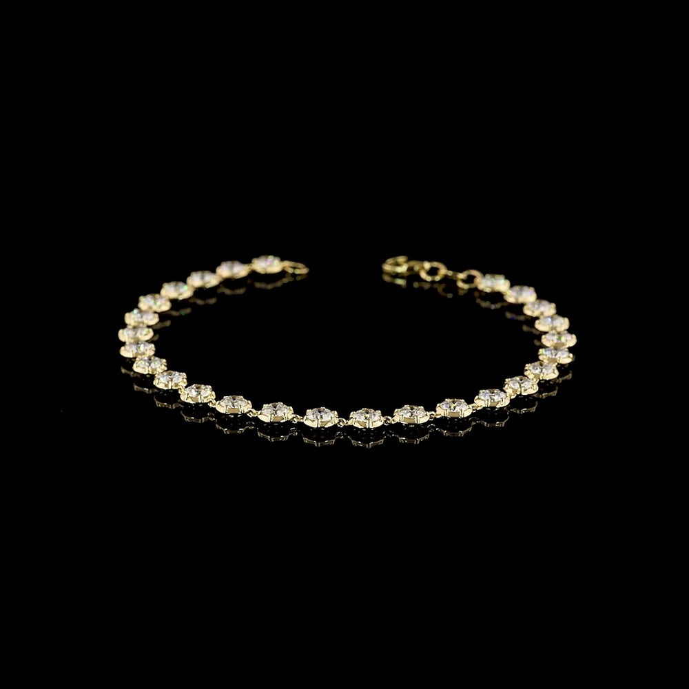 14K Yellow Gold Station Bracelet with Round Brilliant Cut Lab Diamonds - 5.36 Carat Total Weight, E-F Color, VS Clarity - Covaloro Fine Jewelry