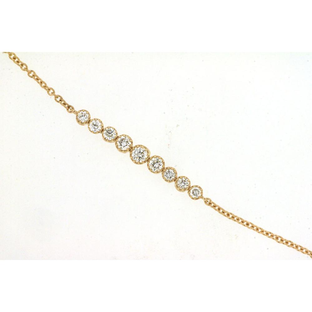 14K Yellow Gold Station Bracelet with Round Diamonds - 0.28 Carat Total Diamond Weight - Royal Jewelry