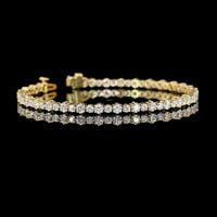 14K Yellow Gold Station Line Tennis Bracelet with 124 Brilliant Round Cut Lab Diamonds - 9.6 Carat Total Diamond Weight - Covaloro Fine Jewelry