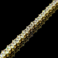 14K Yellow Gold Station Line Tennis Bracelet with 124 Brilliant Round Cut Lab Diamonds - 9.6 Carat Total Diamond Weight - Covaloro Fine Jewelry