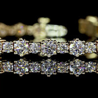 14K Yellow Gold Station Line Tennis Bracelet with 60 Round Brilliant Cut Lab Diamonds - 6.08 Carat Total Diamond Weight - Covaloro Fine Jewelry