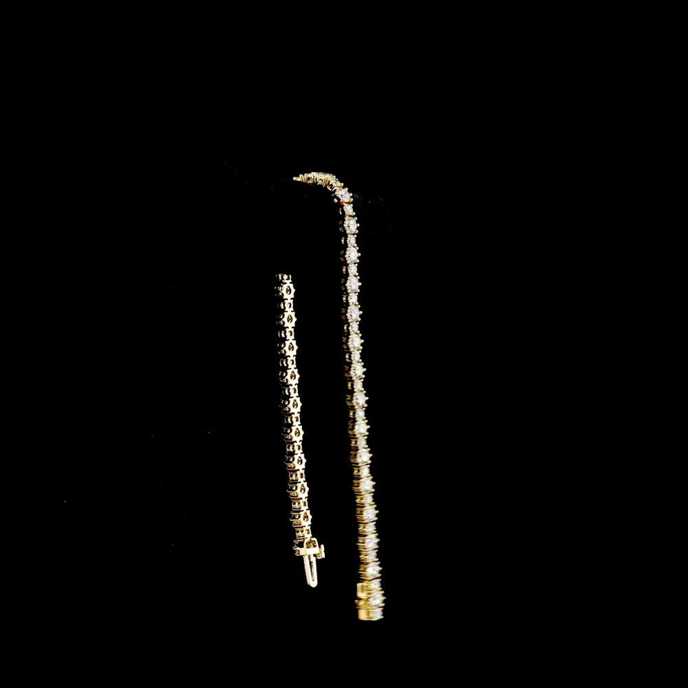 14K Yellow Gold Station Line Tennis Bracelet with 60 Round Brilliant Cut Lab Diamonds - 6.08 Carat Total Diamond Weight - Covaloro Fine Jewelry