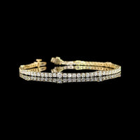 14K Yellow Gold Station Line Tennis Bracelet with 69 Round Brilliant Cut Lab Diamonds - 3.75 Carat Total Weight, E-F Color VS Clarity - Covaloro Fine Jewelry