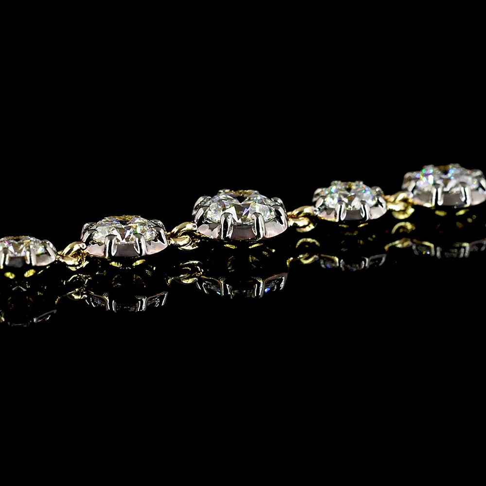 14K Yellow Gold Station Line Tennis Necklace with 10.32 Carats Lab-Grown Diamonds - E-F Color, VS1 Clarity, Prong & Bezel Setting with Black Rhodium Accents - Covaloro Fine Jewelry