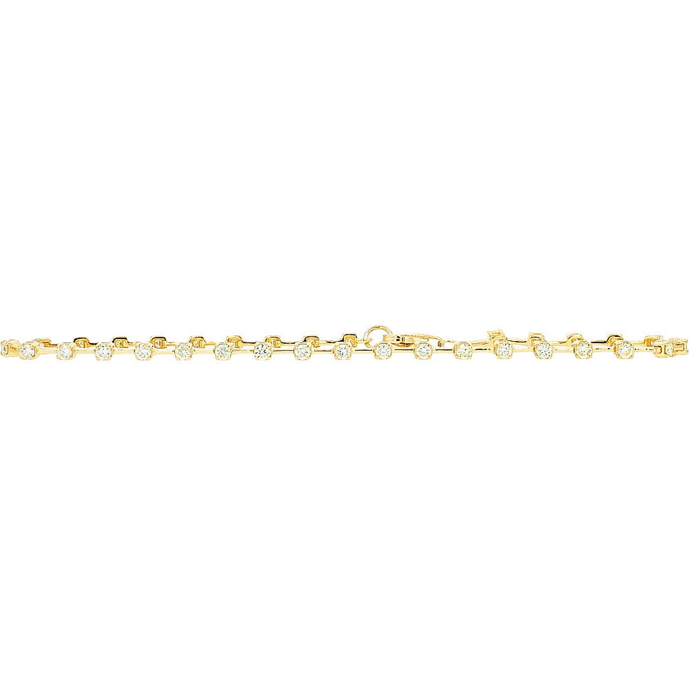 14K Yellow Gold Station Link Bracelet with Prong-Set Round Diamonds - 1.06 Carat Total Diamond Weight