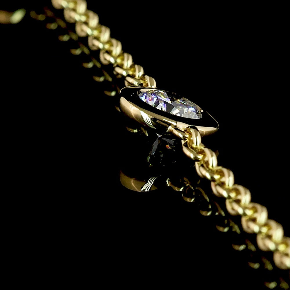 14K Yellow Gold Station Necklace with 10 Bezel-Set Round Lab Diamonds - 1.98 Carats Total Diamond Weight - Covaloro Fine Jewelry