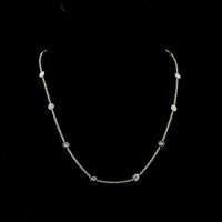 14K Yellow Gold Station Necklace with 10 Bezel-Set Round Lab Diamonds and Black Rhodium Accents - 2.00 Carat Total Weight - Covaloro Fine Jewelry